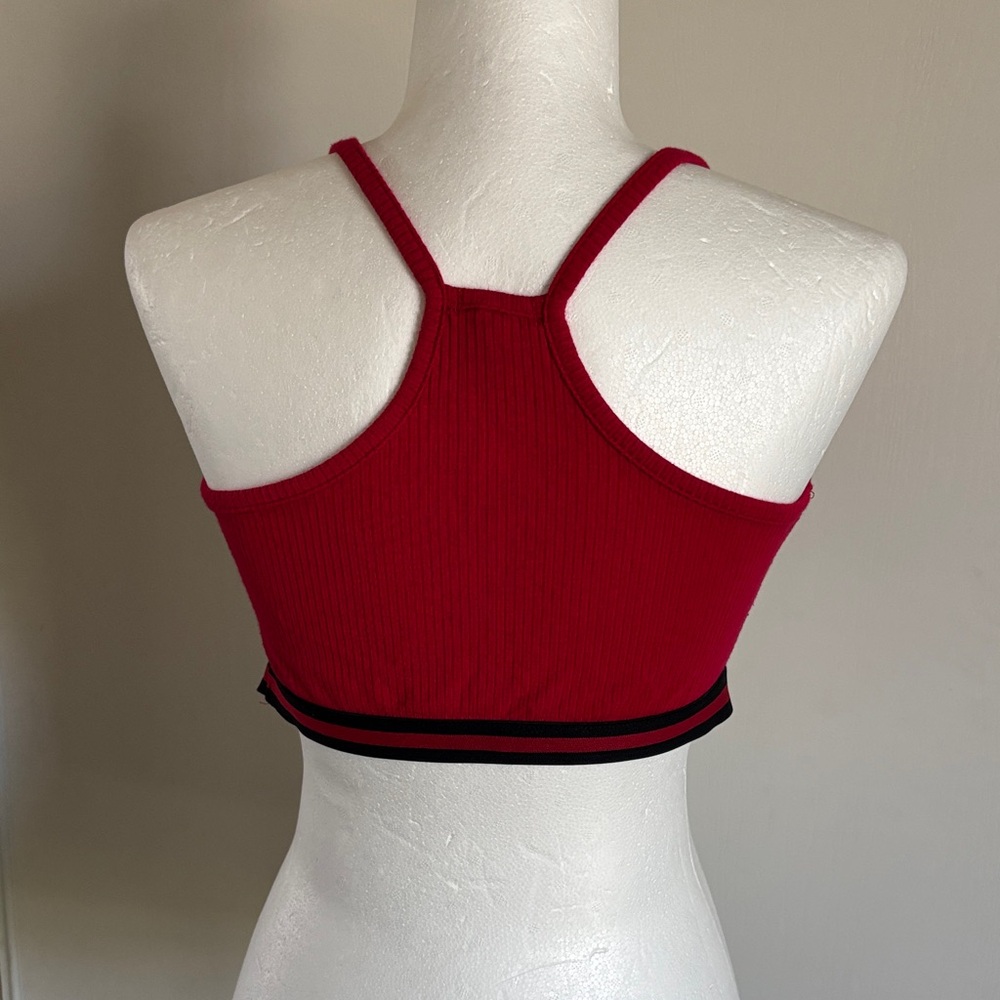 Bozzolo Red Ribbed Sports Bra - Picture 2 of 4